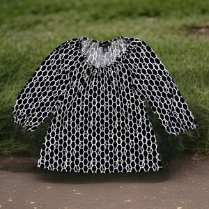 Style&Co Top Womens M Shirt Honey Comb 3/4 Sleeve Stretch Braided Neck Detail